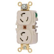 Wiring Device-Kellems Twist-Lock® HBL4700I Heavy Duty Duplex Grounding Standard Traditional Locking Receptacle, 125 VAC, 15 A, 2 Poles, 3 Wires, Ivory