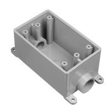 Carlon® E981EFN Type FSC Non-Metallic Rigid Shallow Device Box, PVC, 18 cu-in Capacity, 1 Gang, 2 Outlets, 1 Knockout, 4.54 in L x 2.8 in W x 2.3 in D Dimensions