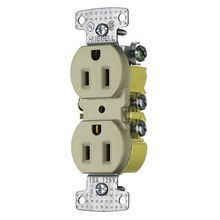 Wiring Device-Kellems tradeSELECT® RR15I Duplex Self-Grounding Standard Traditional Straight Blade Receptacle, 125 VAC, 15 A, 2 Pole, 3 Wires, Ivory