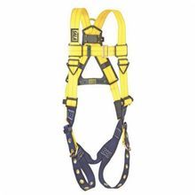 3M DBI-SALA Fall Protection Delta™ 1102000 Multi-Purpose Full Body Harness, Unisex, 420 lb Load, Polyester Strap, Tongue Leg Strap Buckle, Stainless Steel Grommet Leg Buckle/Zinc Plated Steel Chest Buckle Hardware, Blue/Yellow