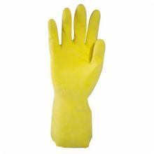 Assurance® 48-L160Y-M Unsupported Chemical-Resistant Gloves, M, Natural Latex Rubber, Yellow, Flock Lining, 12 in L, Resists: Acid, Alkalis, Alcohol, Animal Fat, Ketone and Salt, Straight Cuff, 16 mil Thickness