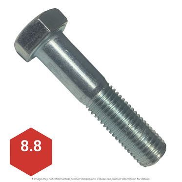 M10-1.0 x 8mm Zinc Plated Hex Head Cap Screw DIN 931 Class 8.8