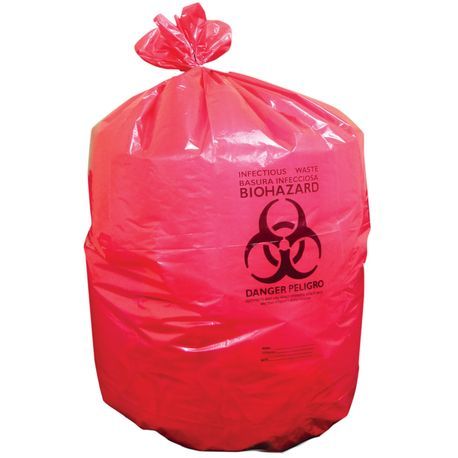 Heritage Bag® Red HAZMAT PRINT 40-45 Gallon 40x46 1.3 Mil Liners