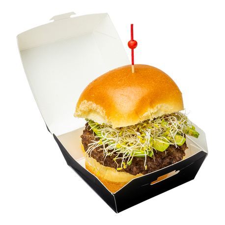 MINI BURGER BOX 2-3/4"sq 2"h PAPER BLACK 100/cs