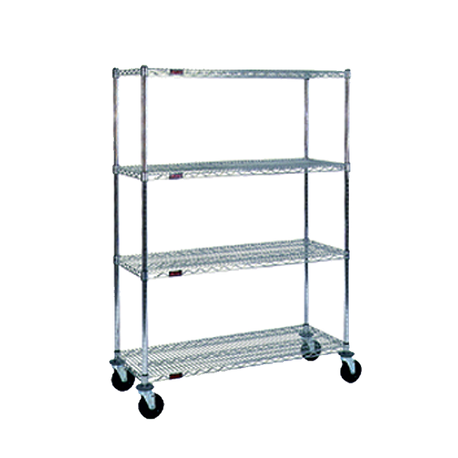 Eagle CC2136Z-SBP Stem Caster Cart, 4-tier, 36"W x 21"D x 68"H, wire shelves with patented QuadTruss design, (4) 63"H posts, includes plastic split
