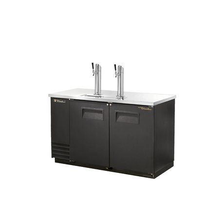 TRUE TDD-2-HC Draft Beer Cooler, (2) keg capacity, stainless steel counter top, black vinyl exterior & (2) full doors with locks, galvanized interior