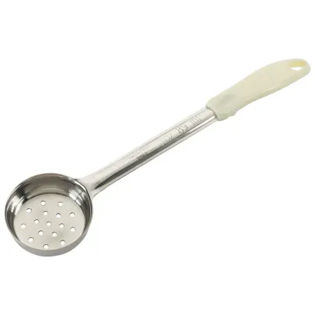 FOOD PORTIONER 3oz 1pc PERF S/S W/ BEIGE HANDLE 12ea/cs