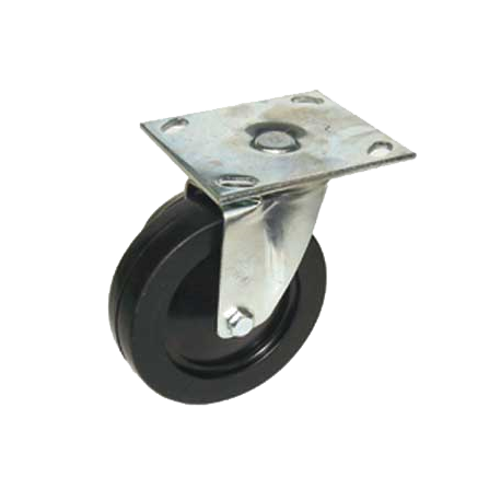 Eagle CPB6-500 Plate Caster, Brake, 6" wheel diameter, 2" wheel face, 500 lb. capacity, resilient tread, EAGLEbrite zinc, NSF