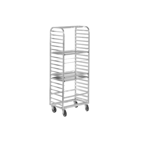 Channel 414A Bun Pan Rack, mobile, 28-1/2"W x 18"D x 70-1/4"H, side load, open sides, 6" spacing, capacity (10) 18" x 26" bun pans, welded aluminum