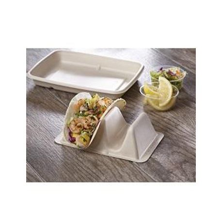 TACO TRAY DIVIDED INSERT PULP 7x4.25x2" NO PFAS CMPST 300/cs