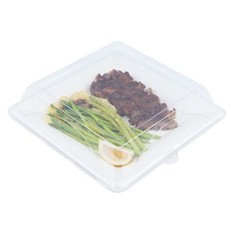 LID DOME 10-1/2x10-1/2" F/ LRG BAGASSE PET CLEAR 100/cs
