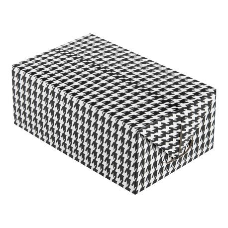 TAKEOUT LUNCH BOX w/ FAST TOP 47oz PAPER BLK HOUNDSTH 100/cs
