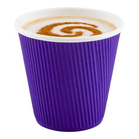 HOT CUP 8oz PAPER RIPPLE WALL ROYAL PURPLE 25/cs