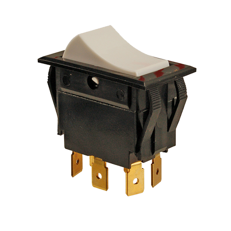 Allpoints 149-1072 Rocker Switch, on/off/on, double pole, double throw, (6) 1/4" tab terminals