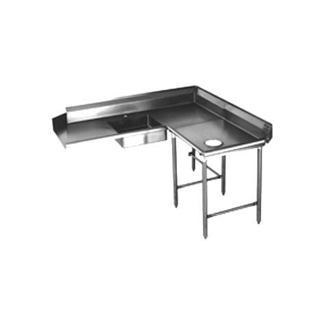 Eagle SDTCR-72-14/3 Spec-Master Soiled Dishtable, corner design, 72"W x 30"D x 43-1/2"H, right-to-left operation, 14/304 stainless steel top, 8"H