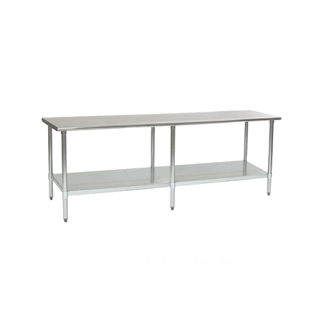 Eagle T24108E Spec-Master Series Work Table, 108"W x 24"D, 14/300 series stainless steel top, rolled edge on front & back, adjustable galvanized