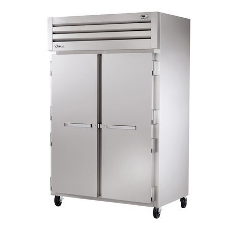 TRUE STR2H-2S SPEC SERIES Reach-in Heated Cabinet, two-section, stainless steel front & sides, (2) stainless steel doors with locks, cam-lift