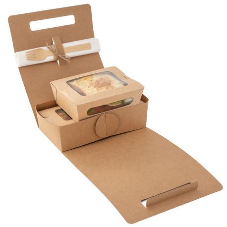 LUNCH/ DRINK CARRIER w/ HANDLE 8-3/4x4-1/4" PAPER KRFT 100/cs