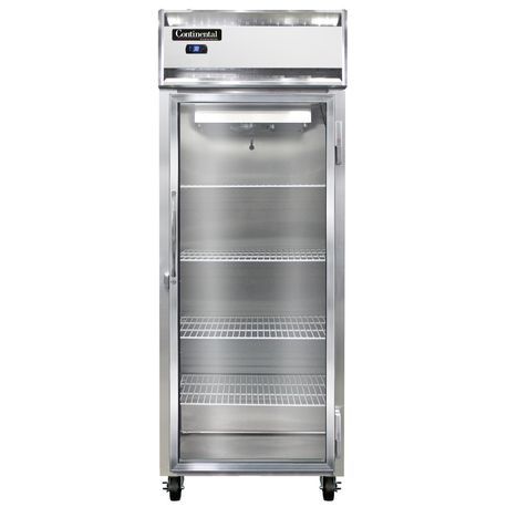 Continental 1RE-GD Extra-Wide Refrigerator, reach-in, 28-1/2" wide one-section, self-contained refrigeration, aluminum exterior & interior, stainless