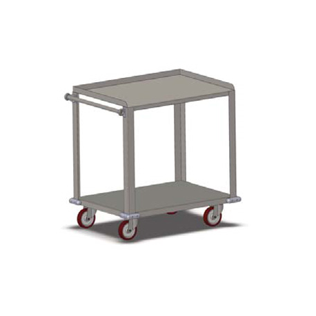 Carter-Hoffmann UC3S2433 Three shelf utility cart; all stainless steel with 1" square stainless steel tube uprights and two stainless steel shelves; top and