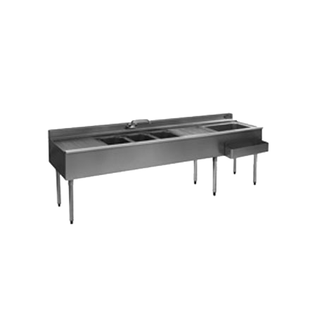 Eagle BC8-4C-22L 2200 Series Underbar Combination Unit, 96"W x 24"D, (4) 10" x 14" x 10"D sink bowls, (2) faucets, standpipe drains, 4" deck, (2) 13"