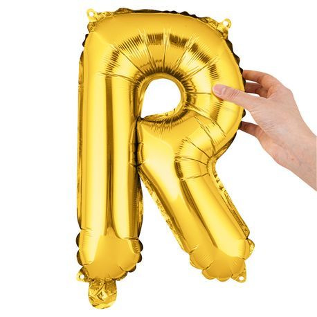 BALLOON LETTER "R" MYLAR 16" SELF-SEALING GOLD
