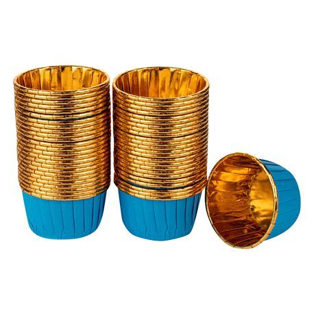 BAKING CUP 3-1/2oz 2-3/4"dia ROUND FOIL/ PAPER BLUE 500/cs