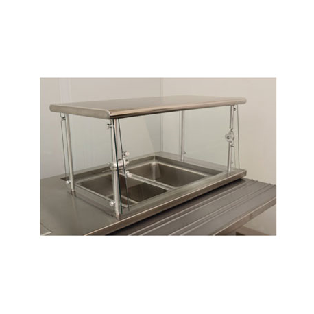 Advance Tabco NSGC-12-72 Sleek Shield Food Shield, cafeteria style, 72"W x 12"D x 18"H, with stainless steel top shelf, 1/4" thick heat tempered glass