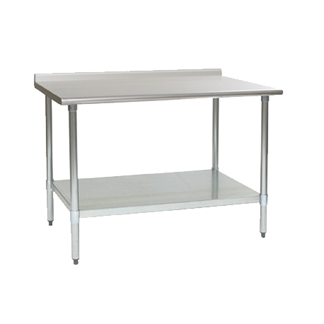 Eagle UT2496B-1X Budget Series Work Table, 96"W x 24"D, 430 stainless steel top with 1-1/2" rear upturn, rolled front edge, adjustable galvanized