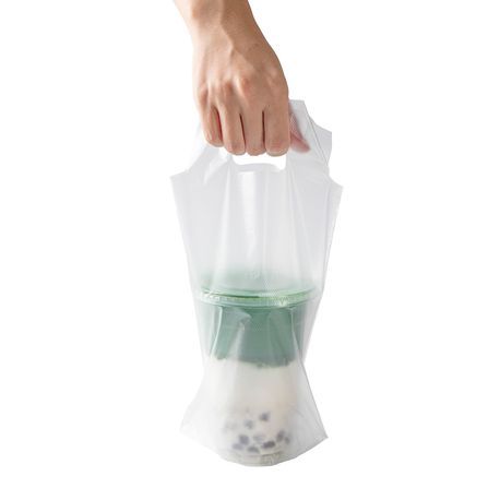 BAG DRINK CARRIER 1-CUP HDPE 6-1/4x3-1/4x11" CLEAR 100/cs
