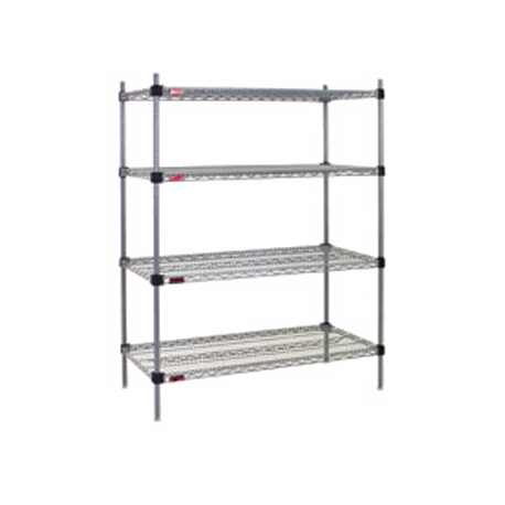 Eagle F2QA2-74-1848V-X Quad-Adjust Starter Unit, 4-tier, 48"W x 18"D, includes: (2) standard wire shelves with patented QuadTruss design, (2)