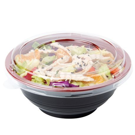 ASIAN PANDA BOWL/ LID MW 18oz 6"dia POLYPRO BLK/ CLR 200/cs