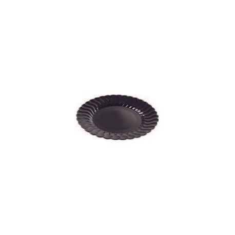 Dinner Plate, Disposable, Scalloped Plate, Round, 9 in Dia, Polystyrene, Black