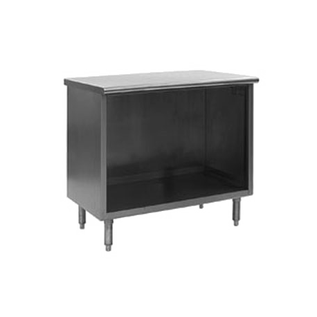 Eagle OB2436SE Spec-Master Series Work Table, cabinet base with open front, 36"W x 24"D, 14/304 stainless steel top, rolled edges on front & back