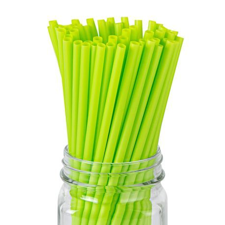 STRAW 8-1/4"l CMPST PLA/ PBAT GREEN 2000/cs
