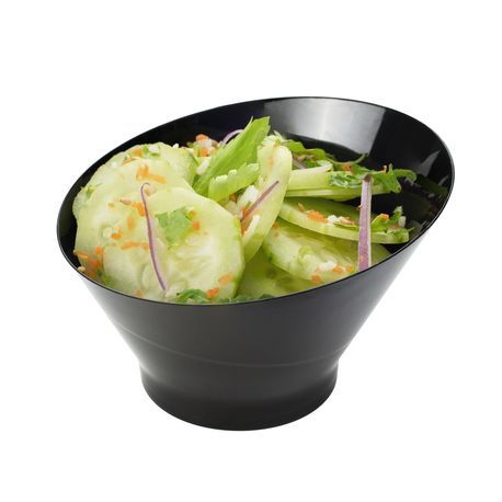 INCLINE BOWL 5oz W/ MINI SPOON 4"l PLASTIC BLK/ SILVER 100/cs