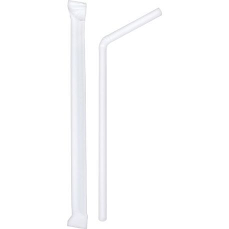 STRAW JUMBO FLEXIBLE 7-3/4"l WRAPPED WHITE 10000/cs