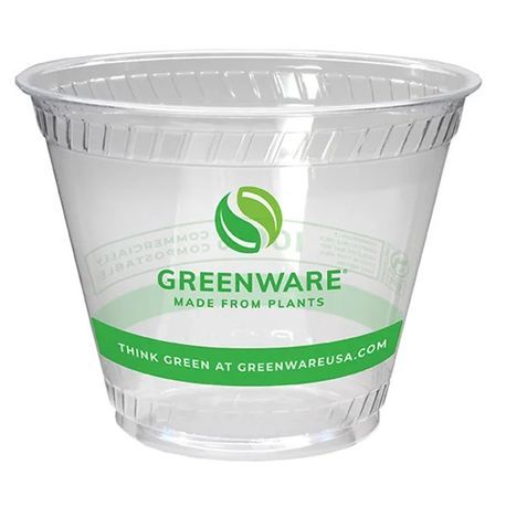 CUP COLD PLA 9oz GREENWARE LID 10044274 CLEAR 1000/cs