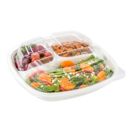 LID DOME 9x9" F/ 3-COMPT BAGASSE PET CLEAR 100/cs