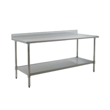 Eagle T2430SEB-BS-1X Deluxe Series Work Table, 30"W x 24"D, 16/300 series stainless steel top with rolled front edge & 4-1/2" backsplash, adjustable