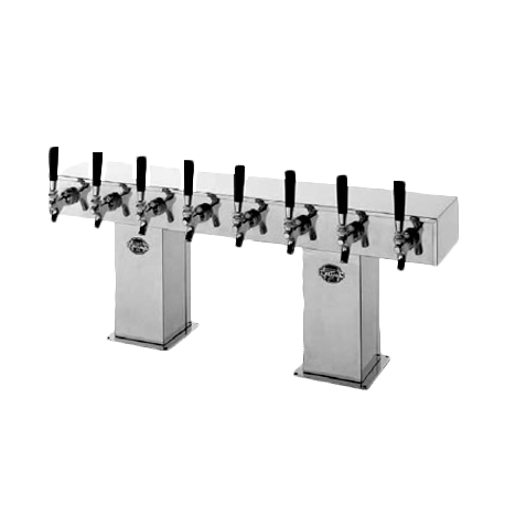 Perlick 4006-12BTF Bridge Tee Draft Beer Tower, countertop, 33-1/8"W x 12-15/16"H, glycol-cooled, (12) tarnish-free brass faucets (handles not