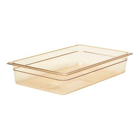 Cambro 14HP150 Full Size Amber High Heat Plastic Food Pan, 4" Deep