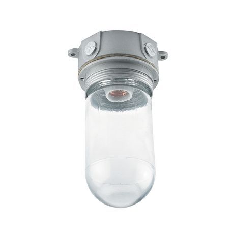 Krowne 25-125 Krowne Refrigeration Vaporproof Light Fixture with plain glass globe, die cast aluminum base, surface mount