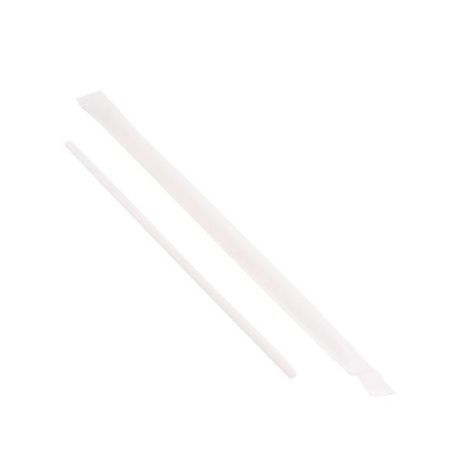 STRAW 5-3/4" MILK WHITE PP PAPER WRAPPED 24/500/cs