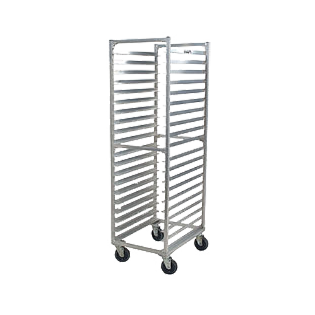 Carter-Hoffmann O8616 Pan Rack, 57-3/16"H, 20-5/8"W, 26-1/4"D, open sides, fixed angle slides, (16) 18" x 26" trays, 3" spacing, aluminum construction, end