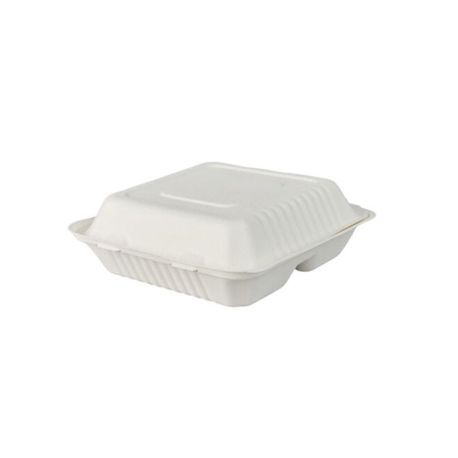 CONTAINER CLAMSHELL PAPER 8"SQ WHITE TREE FREE EMERALD (300)