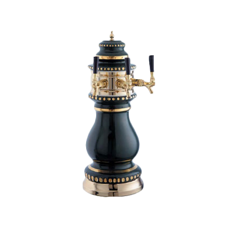 Perlick 4054BL3B Torino Draft Beer Tower, countertop, 9-7/8" diameter x 26-7/8"H, glycol-cooled, (3) tarnish-free polished brass faucets (handles not