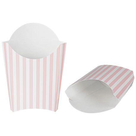FRY CUP 4oz 4-3/4x3-1/2x5" PAPER PINK & WHT STRIPE 100/cs