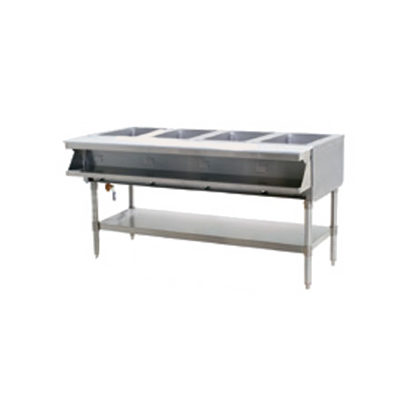 Eagle SHT4-120-X Sealed Well Hot Food Table, electric, open base, 63-1/2"W x 32-1/4"D x 35-1/2"H, wet or dry operation, (4) 12" x 20" stainless steel