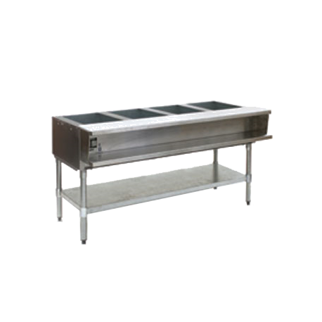 Eagle AWTP4-NG Water Bath Hot Food Table, natural gas, 63-1/2"W x 30-1/2"D x 34-1/2"H, (4) 12" x 20" openings, stainless steel water pan, top